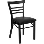 HUSKY Seating Heavy Duty 500 LB Black Metal Restaurant Chair with Ladder Back & Vinyl Seat- Black