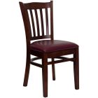 HUSKY Seating Vertical Back Wood 800 LB Restaurant Chair with Mahogany Finish & Vinyl Seat-Burgundy