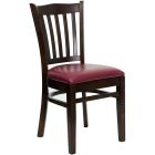 HUSKY Seating Vertical Back Wood 800 LB Restaurant Chair with Walnut Finish & Vinyl Seat-Burgundy
