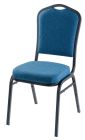 National Public Seating 9300 Series Silhouette Back Fabric Padded Stacking 500 LB Banquet Chair - Black Sandtex Frame - Natural Blue Fabric