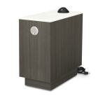 Kwalu Belfiore Commercial Reception Area Rectangular Side Table with Power Grommet, Purse Hook, and Solid Surface Top