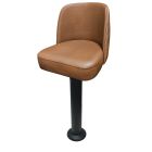 Tufted Back Bucket Seat 300 LB Floor Mount Black Pedestal Stool, Bar Height, Buckskin