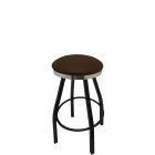 Heavy Duty SlimLine 500 LB Button Top Swivel Bar Stool with Black Powder Coat Frame & Chrome Seat Ring - Espresso Vinyl