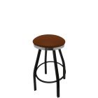 Heavy Duty SlimLine 500 LB Button Top Swivel Bar Stool with Black Powder Coat Frame & Chrome Seat Ring - Chestnut Vinyl