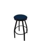 Heavy Duty SlimLine 500 LB Button Top Swivel Bar Stool with Black Powder Coat Frame & Chrome Seat Ring - Navy Blue Vinyl
